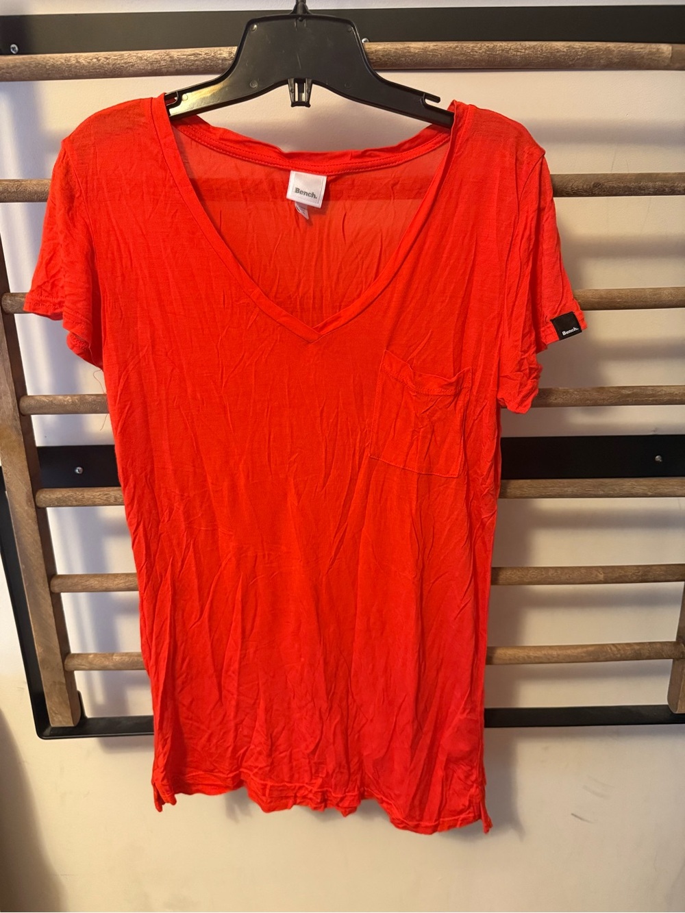 Bench Red V-Neck Short Sleeve Pocket Tee